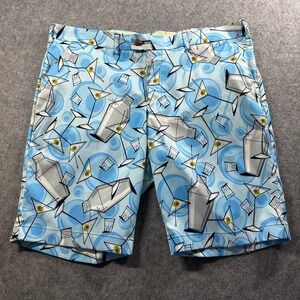 Loudmouth Golf Shorts Mens 42 Blue Martini Shaker Cocktail Print Retro Novelty